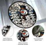 Geometric Snowman Christmas Suncatcher Stained Glass Window Hangings for Women Mom Red Birds Sun Catchers Colorful Ornament Bird Lovers Gift Gifts for Women Mom Wife