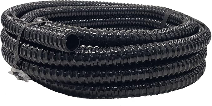 Sealproof 3/4" Dia Corrugated Pond Tubing 3/4-Inch ID, 20 FT Long, Black Kink Free Strong and Flexible Made in USA PVC Tubing