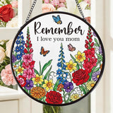 Rngmsi Sun Catcher Gift for Mom, Mothers Day Suncatcher Stained Glass Window Hanging, Remember I Love You Stained Glass Birthday Presents for Mama from Daughter Son