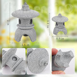 Framendino, 4 Pack Miniature Lantern Pagoda Statues Mini Zen Style Stone Lamp Decor for Bonsai Garden Decoration