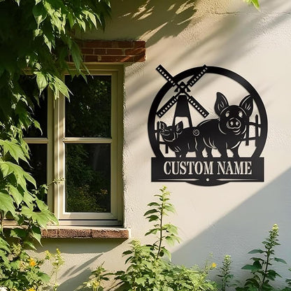 Personalized Farm Sign I Custom Metal Sign I Outdoor Ranch Sign I Pig Sign Farmhouse Decor I Farm Animals Sign | Last Name Signs I Metal Wall Art I Patio Hanging Sign | Garden Decor | Farmer Gift
