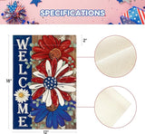 AVOIN colorlife Patriotic 4th of July Garden Flag 12x18 Inch Double Sided Outside, Floral Welcome Daisy Holiday Yard Outdoor Decoration