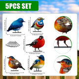 5pcs Vivid Metal Birds Fence Decor Painted Outdoor Garden Bird 2D Sculptures Art Outdoor Sculptures Metal Statues for Yard Fences Outside Lawn Patio Balcony Patio Bird Lovers
