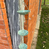 Jemeni 12-Cup Water Lily Rain Chain for Gutters 8.5ft, Green Patina Iron Easy-Install Gutter Chain Alternative, Outdoor Garden & Patio Decor