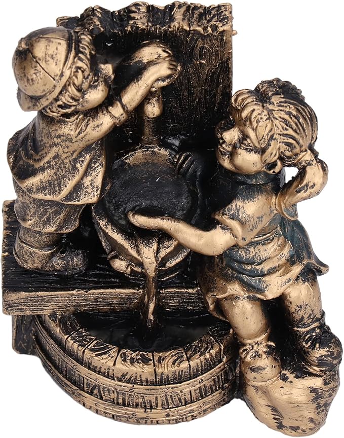 Pwshymi Little Boy Girl Playing Water Statue Standing Sculpture Fountains Outdoor Water Fountains Garden Fountains Outdoor Ornament for Home Decoration Art