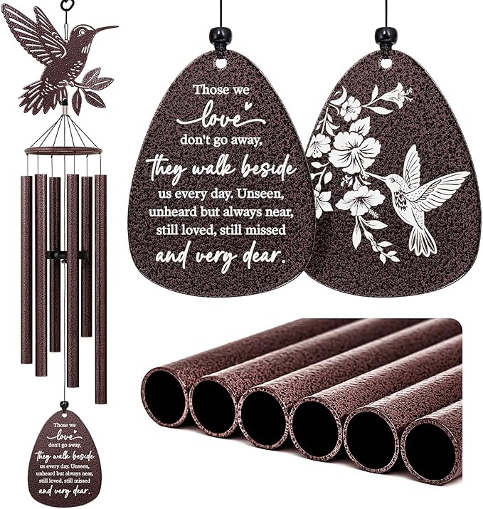 Memorial Wind Chimes for Loss of Loved One, Hummingbird Wind Chimes,Sympathy Gifts for Loss of Loved One, Bereavement Gifts Idea,Home Decor Outdoor Garden Patio (37 in) (Those We)