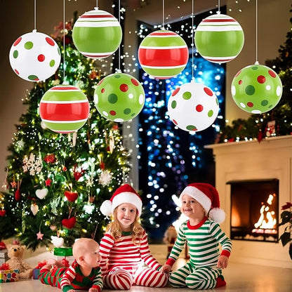 Christmas Inflatable Outdoor Decorations Christmas Balls Blow Ups Decorations Set of 8 PVC Colorful Green Red White Xmas Yard Decor Hanging Ornaments for Party Indoor Outdoor Garden Lawn Decor