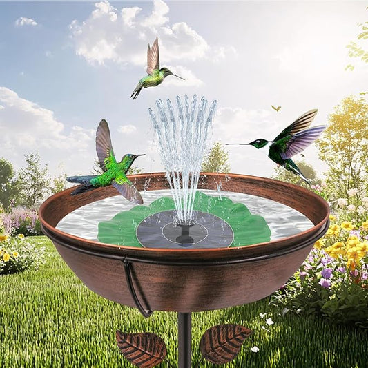 Solar Bird Bath Fountains Pump with Lotus Leaf Design, 11" D Free Standing Floating 7V/1.4W Solar Powered Water Fountain Pump for Bird Bath, Garden, Pond, Pool, Fish Tank & Outdoor Decor