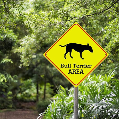Bull Terrier Crossing Xing Sign Beware of Bull Terrier Dog Metal Sign Bull Terrier Funny Warning Sign Crossing Zone Sign for Farm Yard Front Door Indoor Outdoor Street Sign 15x15in
