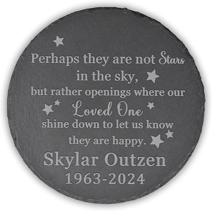 Memorial Garden Stone - Personalized Bereavement Gift for Loss of Loved One - Round
