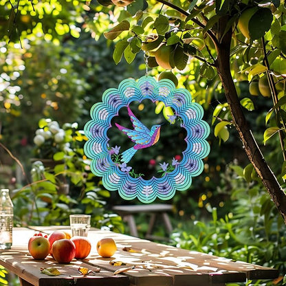 Bnesi Hummingbird Wind Spinner Novel Hummingbird Gifts for Women Metal Hanging Wind Spinner Hummingbird Decor Metal Bird Wind Chimes Hummingbird House Yard Art Garden Decor (Hummingbird)