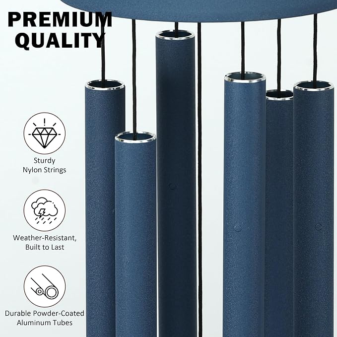 Wind Chimes for Outside Deep Tone - 38'' Wind Chimes Outdoor Clearance, Deep Tone, Windchimes Outdoors, Memorial Gift, Sympathy Gift, Garden Patio, Home Décor, Pacific Blue