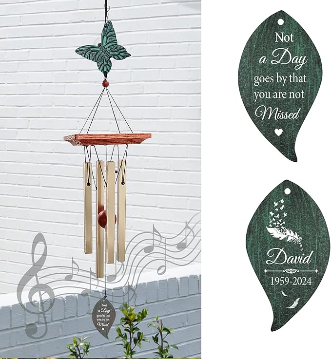 ASTARIN Cardinal Memorial Wind Chimes, Personalized 26" Small Metal Symphthy Wind Chime, Bereavement Gift for Loss of Loved One Father Mother, Dragonflie Damselflie Decor for Outside Patio Garden