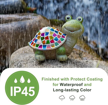 MININOVA Solar Mosaic Turtle Statues Outdoor Garden Decorations Kids Solar Light for Outside Home Decor Gifts for Kids Women Retirement Housewarming Christmas