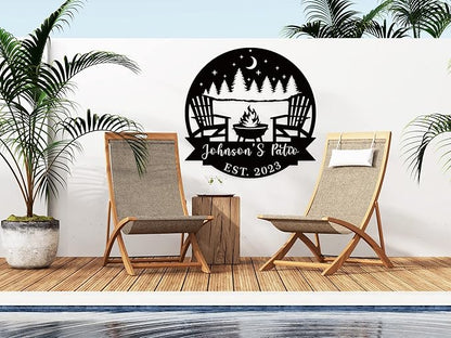 Personalized Welcome to Our Backyard Sign,Personalized Patio Signs and Decor Outdoor, Metal Backyard BBQ Sign, Pool Name Sign