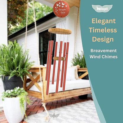 Sympathy Memorial Wind Chimes for Loss of Loved One - Large 26" Bronze Bereavement Gift for Outdoors, in Memory of Mother, Father, or Dog