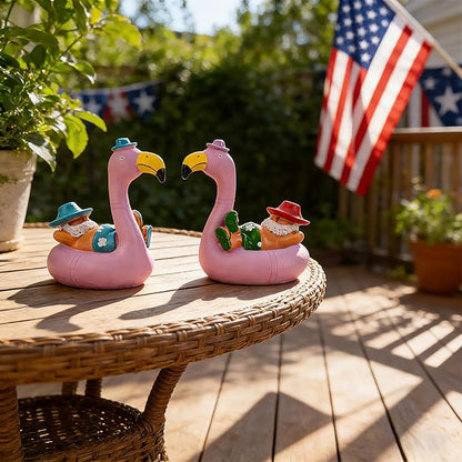 Teaeeno Flamingo Figurines, Resin Bird Sculpture, Mini Flamingo Ornaments for Coastal Home Wedding Decor, Housewarming Flamingo Gifts for Lady, Tropical Holiday Decor on Desk