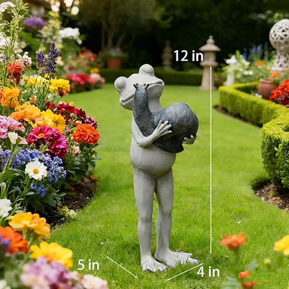 Frog Snail Garden Statue Outdoor – Resin Decor Figurine for Yard Desk Frog Gifts for Women Figurines Pathway Outdoor Front Yard Decorations Outdoor 12 * 5 * 4