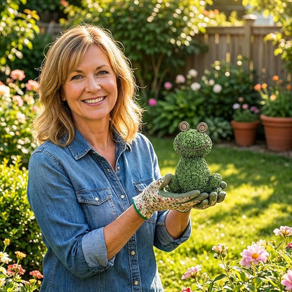 Green Frog Figurine for Plant Pot Decor, 5.3" Resin Frog Small Statue Fairy Garden Accessories, Outdoor Flower Garden Yard Patio Lawn Indoor Table Shelf Home Decorations, Gifts for Women