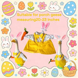 Easter Male Goose Outfits Boy – Yellow & Green Porch Goose Outfit with Adjustable Bunny Ears, for 20-23 Inch Porch Goose Easter Decor