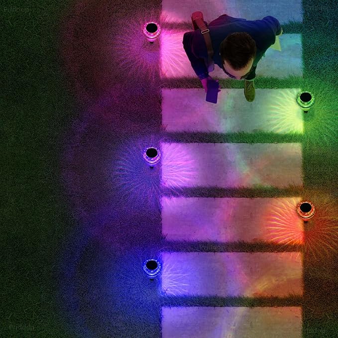Priddop Solar Lights Outdoor Pathway Waterproof 12 Pack Color Changing LED Acrylic Mushroom Decorative Garden Lights for Yard Landscape Patio Outside Decorations