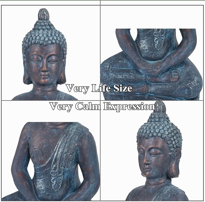 25" Large Buddha Statue Outdoor Indoor, Buddha Statues for Garden, Meditating Buddhist Statues for Home Decor, Zen Decor Buda Statue