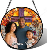 Personalized Custom Photo Mother in Law Gifts Stained Glass Window Hanging - Memorial Customized Ornaments Suncatchers Christmas Birthday Mother's Day for Lovers Women Men Dad Mom Grandma