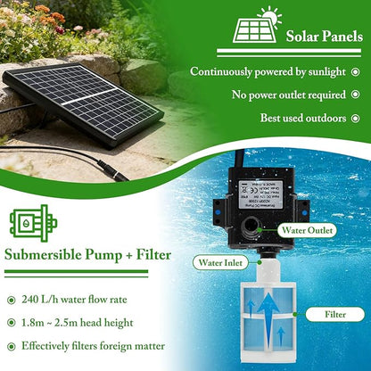 N/A Bamboo Solar Water Fountain Kit, Outdoor Bamboo Water Fountain Solar Powered, Bamboo Fountain Garden Water Feature, Bamboo Zen Fountain with 4 Water Outlets, for Garden Patio Pond,14in