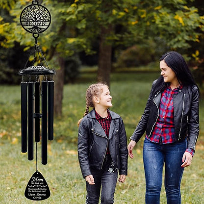Personalized Mom Wind Chimes Birthday Gifts for Mom Valentines Day Gift for Mom from Daughter Son Outdoor Hanging Decoration