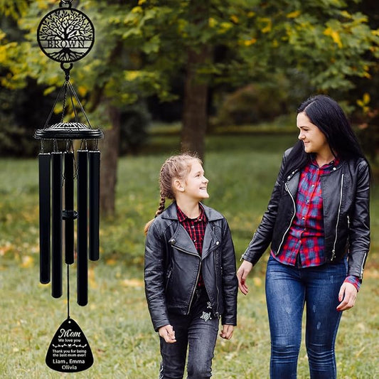 Personalized Mom Wind Chimes Birthday Gifts for Mom Valentines Day Gift for Mom from Daughter Son Outdoor Hanging Decoration
