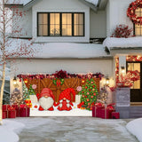 IVN Christmas Garage Door Cover Decoration 13x6ft Gnomes by Barn Doors with Tree Merry Christmas Garage Door Banner Home Door Front Yard Decor for Xmas Eve Holiday Outdoor