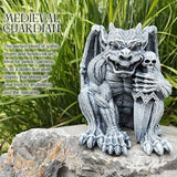 Resin Gargoyle Statue with Intricate Wings and Demonic Skull,Indoor Outdoor Patio Garden Backyard Halloween Home Decor