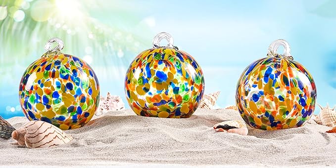Hand Blown Glass Witch Ball,Glass Ball Ornament Hanging Garden Gazing Ball Indoor Outdoor Home Décor. (2)
