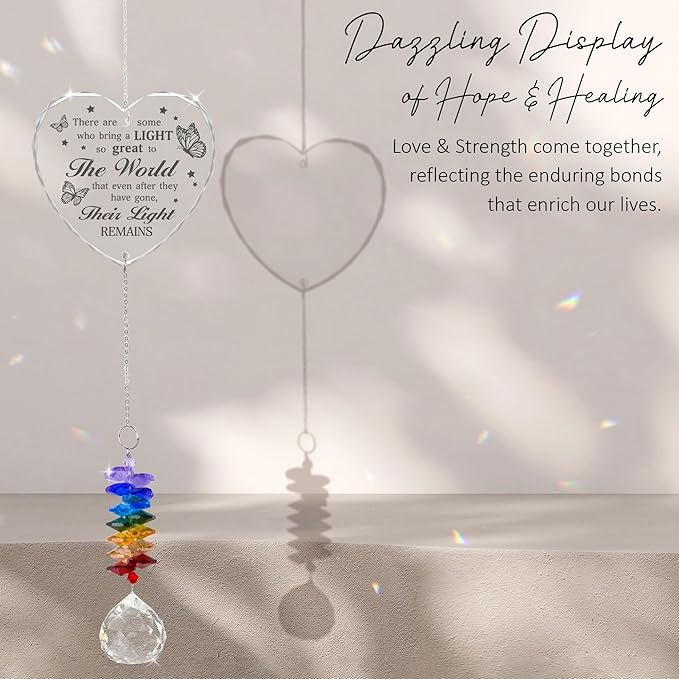 Glass Suncatcher Ornament - Unique Memorial Mother's Day for Loss of Family, Loved Ones - Crystal Rainbow Maker - Hanging Crystal Decor - Loss of Mom Dad Friend Pet