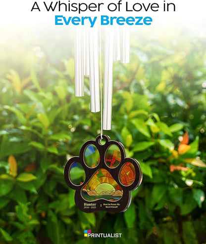 Personalized Sympathy Suncatcher Wind Chimes for Loss of Loved One, 17 Inches, Cardinal Bird - Add Custom Text - Metal Tubes and Suncatcher