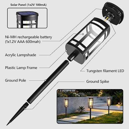 Jyoiat 6 Pack Outdoor Solar Pathway Lights - Solar Landscape Lights Outdoor Walkway Solar Garden Lights for Lawn, Path, Yard Decor (Warm White)