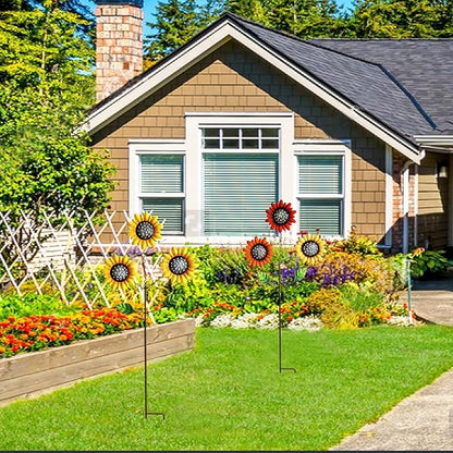 2 Pack Metal Sunflowers Decorative Garden Stakes, 29.5 Inch Outdoor Garden Decor Shaking Head Yard Stakes, Metal Flowers Outdoor Courtyard Art Lawn Terrace Decoration