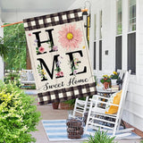 ORTIGIA Spring Summer Daisy House Flag Burlap Double Sided Home Sweet Home Floral Flower Large House Flag Farmhouse Buffalo Plaid Yard Lawn Patio Outdoor Outside 28x40 Inch