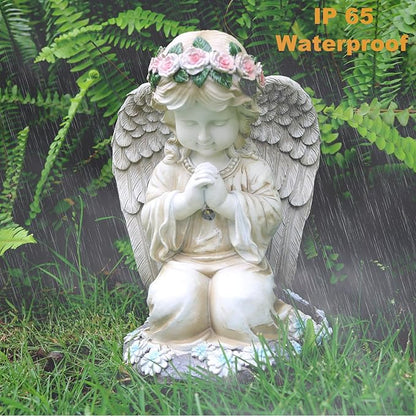Sharita Praying Angels Figurine,Solar Garden Angel Statues, Waterproof Kneeling Angel Sculpture, Outdoor Decor Ornament for Patio Lawn Yard Balcony, Garden Gift