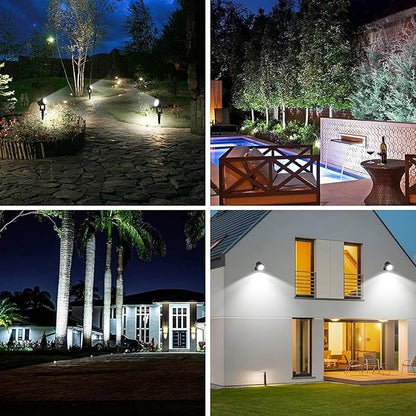 T-SUNUS Christmas Solar Garden Spotlight White Outdoor, 4-in-1 Spot Lights 6000K IP65 Waterproof 9.8ft Cable 5W Separated Panel, Auto On/Off Spotlights for Tree Yard Driveway Pathway Pond Halloween
