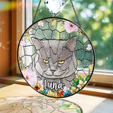 Personalized Pet Stained Glass Suncatcher Custom Name Dog Cat Photo Ornament Window Hanging Sympathy Gift for Loss of Pet Animal Memorial Bereavement Keepsake Remembrance Gift for Dog Lovers