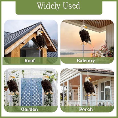 Fake Owls to Keep Squirrels Away from Outdoor 4PCS Flat Garden Owl Plastic Owl to Scare Pigeon Woodpecker for Balcony House Hanging Hawk with Reflective Tape for Outside Patio Yard Front Porch