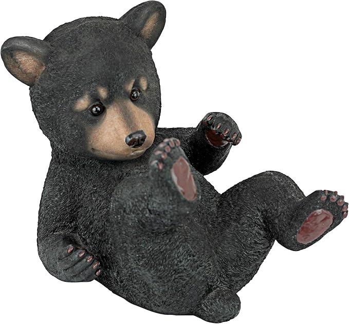 Design Toscano Roly-Poly Bear Cub Statue, Rolling Bear, Black