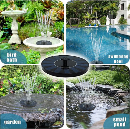 Solar Bird Bath Fountain Pump 6.3" | Floating Solar Fountain with 7V 1.4W Panel | Solar Water Pump for Bird Bath, Pond, Garden & Outdoor Water Features | 5 Spray Patterns