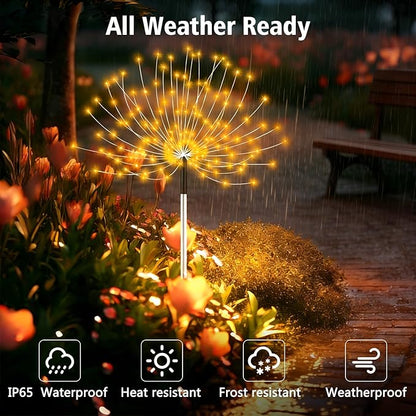 echosari Solar Garden Lights Outdoor, Total 6 Pack 720 LED Firework Lights with Auto On/Off 8 Modes IP65 Waterproof Landscape Light for Outdoor Yard Pathway Garden Decor (Warm White)