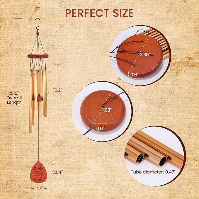 Moms Wind Chimes – Windchimes for Home & Garden, Mother's Day Birthday Gift from Daughter & Son, Valentines Day Gift Ideas for Mom