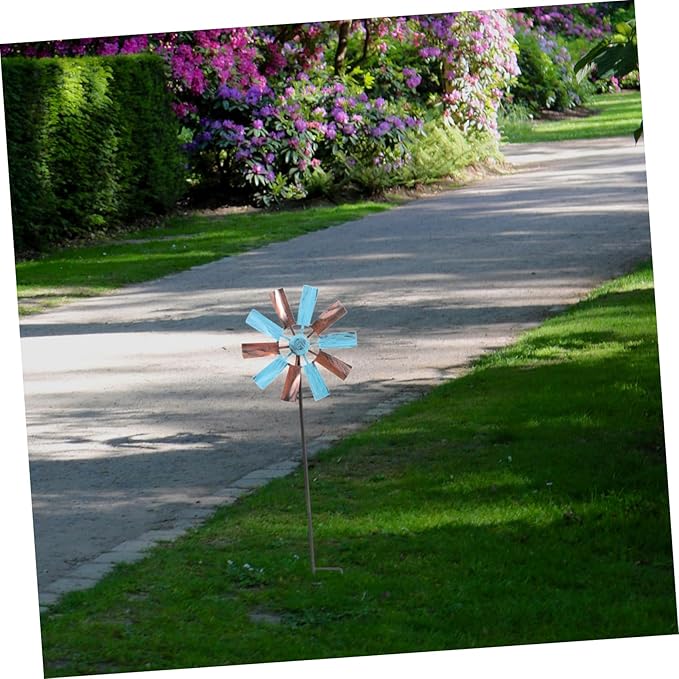 Iron Craft Windmill Statue for Garden Bee Decorative Spinners Outdoor Decor