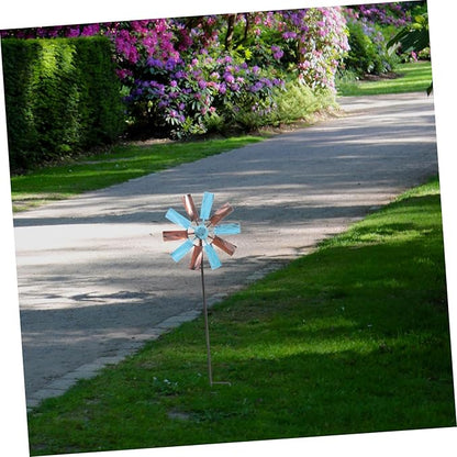 Iron Craft Windmill Statue for Garden Bee Decorative Spinners Outdoor Decor