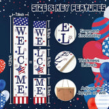 Patriotic 4th of July Welcome Sign for Front Porch, 250th Anniversary Memorial Day Wooden Porch Sign For Outdoor Patio, USA American Flag Standing Yard Sign Summer Door Signs for Garden Wall
