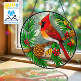 Red Cardinal Stained Glass Suncatcher, Red Bird Ornament for Window Hanging, Cardinal Decorations for Home and Bird Lovers, Sympathy and Remembrance Gift for Women, Mom, Grandpa